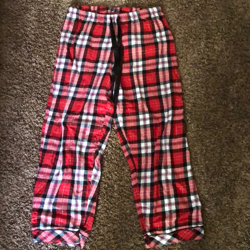 Fleece Red Plaid pajama pants-M